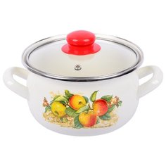 Кастрюля Интерос Яблоки 5,1 л, белый с рисунком