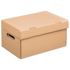 BRAUBERG Короб архивный Делопроизводство с крышкой А4, гофрокартон коричневый