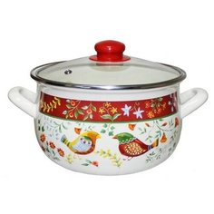 Кастрюля Интерос Малиновка 5.1 л, белый/красный