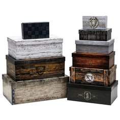 Коробка подарочная Дарите счастье Ящики, 10 шт. серый/коричневый/черный