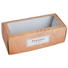 Коробка подарочная Дарите счастье с окном Карта 35 х 12 х 16 см коричневый