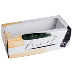 Коробка подарочная Дарите счастье с окном Тропики 35 х 12 х 16 см белый