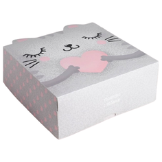 Коробка подарочная Дарите счастье Мяу 25 х 10 х 25 см серый/розовый