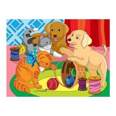 Рыжий кот Картина по номерам "Игривые котята и щенки" 30*40 см (ХК-0411)