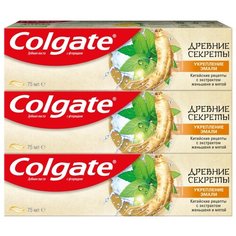 Зубная паста Colgate Древние Секреты Укрепление эмали Женьшень с натуральными экстрактами, 75 мл, 3 шт.