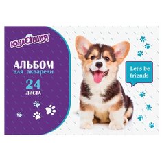 Альбом для акварели Юнландия Собачки 29.7 х 21 см (A4), 160 г/м², 24 л.