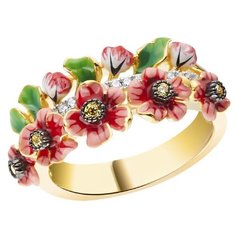 VALTERA Кольцо с фианитами и эмалью 093818, размер 16.5