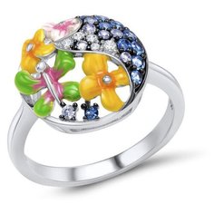 VALTERA Кольцо с фианитами и эмалью 079465, размер 17