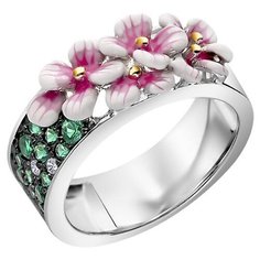 VALTERA Кольцо с фианитами и эмалью 091760, размер 17