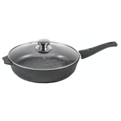 Сковорода Мечта Гранит С024 24 см с крышкой, съемная ручка, гранит
