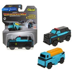 Машинка 1 TOY Transcar Double 2 в 1: Полицейский джип/Бензовоз (Т18279) 8 см черный/голубой