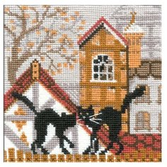 Риолис Набор для вышивания Город и кошки. Осень 13 х 13 см (613)