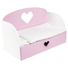 PAREMO Диван-кровать для кукол Сердце (PFD120-16M/PFD120-17M/PFD120-18M) розовый