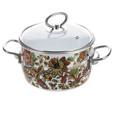 Кастрюля Vitross Imperio 5 л, белый "цветы"