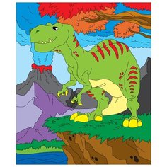 Рыжий кот Картина по номерам "Динозавр и вулкан" 25*30см (Х-2569)