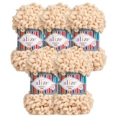 Пряжа Alize Puffy Fine, 100 % полиэстер, 100 г, 14 м, 5 шт., 310 медовый