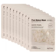 Secriss маска тканевая Secriss Pure Nature Mask Pack White Pearl с экстрактом жемчуга, 25 мл, 10 шт.