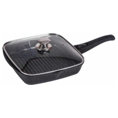 Сковорода-гриль Мечта Гранит 24х24 см со съемной ручкой и крышкой с крышкой, съемная ручка, гранит black