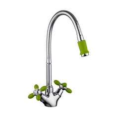 Смеситель для кухни (мойки) Frud R43127-6, хром/зеленый двухрычажный