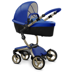 Коляска-трансформер Mima Xari (2 в 1) royal blue/denim blue/champagne frame, цвет шасси: золотистый