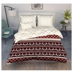 Постельное белье 2-спальное Василиса 9394 Скандинавские мотивы, бязь, 70 х 70 см коричневый/белый