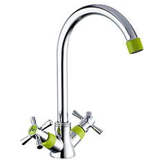 Смеситель для кухни (мойки) Frud R49118-6, хром/зеленый двухрычажный