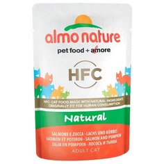 Влажный корм для кошек Almo Nature Classic, с лососем, с тыквой 55 г