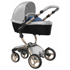 Коляска-трансформер Mima Xari (2 в 1) argento/denim blue/champagne frame, цвет шасси: золотистый