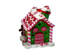 Елочное украшение Forest Market Домик пряничная классика с LED-огнями 6x6x9cm Red-Green MA6916B