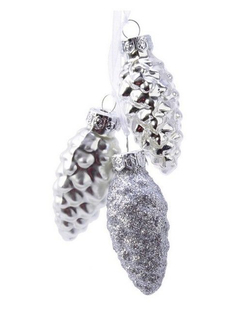 Елочное украшение Kaemingk Шишечки на ленточках White 167773