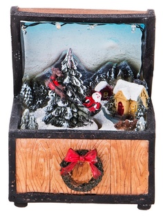 Рождественский сундук с подарками Lefard 11x10x13.2cm с музыкой и подсветкой 868-104