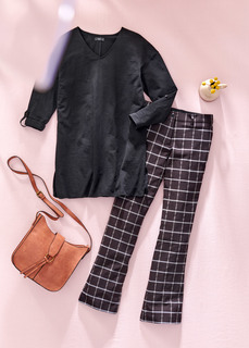 Брюки из бенгалина в клетку Bonprix