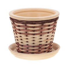 Горшок для цветов с поддоном Viet Thanh С плетеный коричневый/бежевый d21