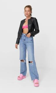 Stradivarius Куртка С Круглым Вырезом Женская Коллекция Черный S