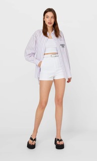 Stradivarius Базовые Шорты С Ремнем Женская Коллекция Белый 34