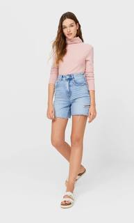 Stradivarius Свитер С Высоким Воротником Женская Коллекция Приглушенно-Розовый L