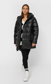 Stradivarius Пуховик Из Искусственной Кожи Женская Коллекция Черный L