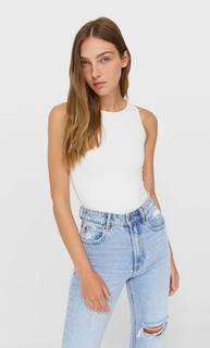 Stradivarius Боди С Горловиной Халтер Женская Коллекция Цвет Небеленого Полотна L