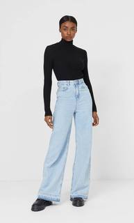 Stradivarius Топ С Воротником-Стойкой Женская Коллекция Черный Xs