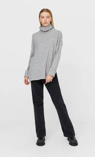 Stradivarius Свитер С Высоким Воротником, Из Хлопка С Начесом Женская Коллекция Пестро-Серый M