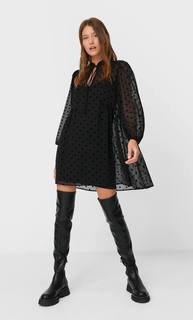Stradivarius Короткое Платье В Горошек Женская Коллекция Черный L