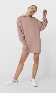 Stradivarius Короткое Платье С Капюшоном Женская Коллекция Пастельно-Розовый Xs