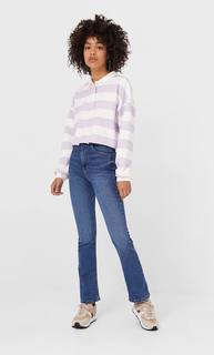 Stradivarius Поло Из Мягкой Ткани В Полоску Женская Коллекция Multicolor L