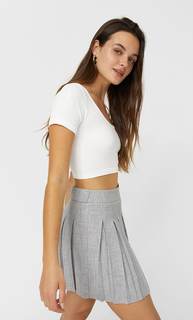 Stradivarius Юбка В Складку Женская Коллекция Пестро-Серый S