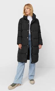 Stradivarius Длинное Стеганое Пальто Женская Коллекция Черный L