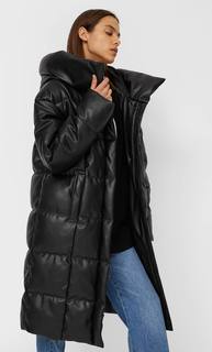 Stradivarius Пуховик Из Искусственной Кожи Женская Коллекция Черный L
