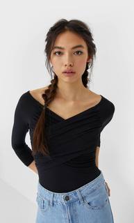 Stradivarius Боди С Запахом Женская Коллекция Черный L