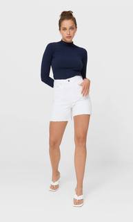 Stradivarius Лонгслив С Волнистыми Кромками Женская Коллекция Морской Синий S