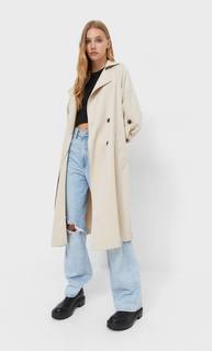Stradivarius Длинный Тренч Из Струящейся Ткани Женская Коллекция Multicolor M