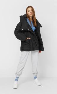Stradivarius Пуховик С Капюшоном Женская Коллекция Черный S